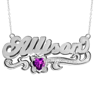Double Plated Name "Allison" Necklace with Birthstone