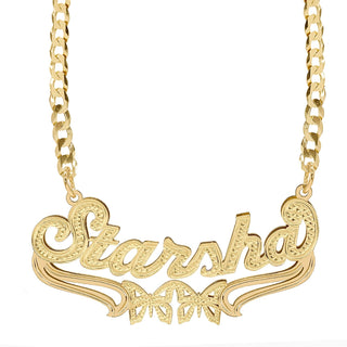 14k Gold over Sterling Silver / Cuban Chain Custom Double Plated Name Necklace "Starsha"