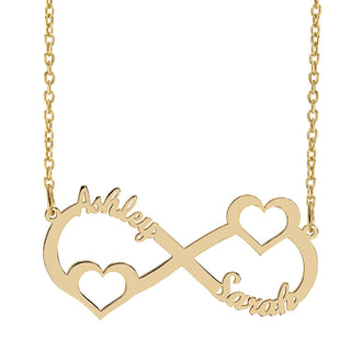 14K Gold over Sterling Silver / Link Chain Personalized Couple Names Necklace