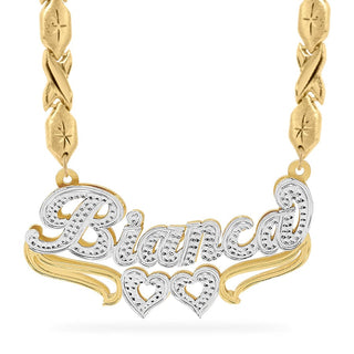 14k Gold over Sterling Silver / Xoxo Chain Double Plated Nameplate Necklace "Bianca"