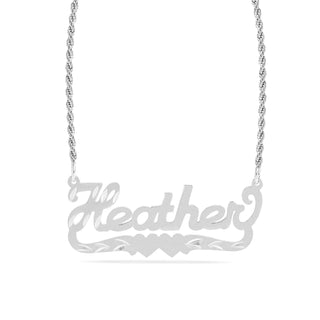 Personalized Name necklace with  Diamond Cut and Satin Finish "Heather"