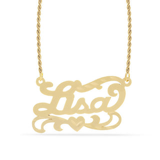 Personalized Name necklace with  Diamond Cut and Satin Finish "Lisa"