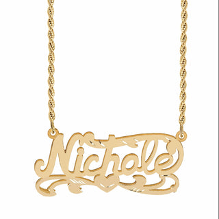 Double Plated Name Necklace "Nichole" w/  Diamond-cut