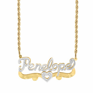 Double Name Plate with Tail and Heart With "Penelope"