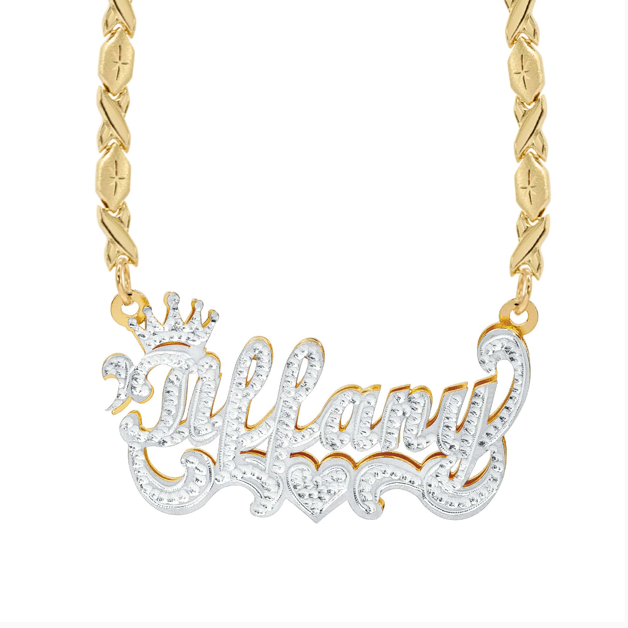 Personalized Diamond Name Necklace - 925 Sterling Silver Crown Nameplate Pendant For Women