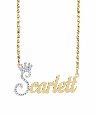Iced Out Single Plated Nameplate Necklace "Scarlett"