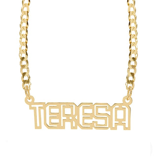 Personalized Outline Block Nameplate Necklace