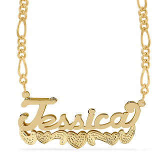 Double Name Necklace w/Beading-Rhodium "Jessica"
