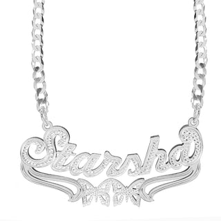 Sterling Silver / Cuban Chain Copy of Custom Double Plated Name Necklace "Alicia"