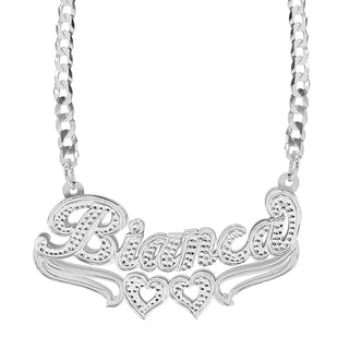Sterling Silver / Cuban Chain Double Plated Nameplate Necklace "Bianca"