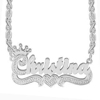 Sterling Silver / Xoxo Chain Double Plated Name Necklace "Christina"