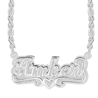 Sterling Silver / Xoxo Chain Personalized Double Plated Name Necklace "Amber"