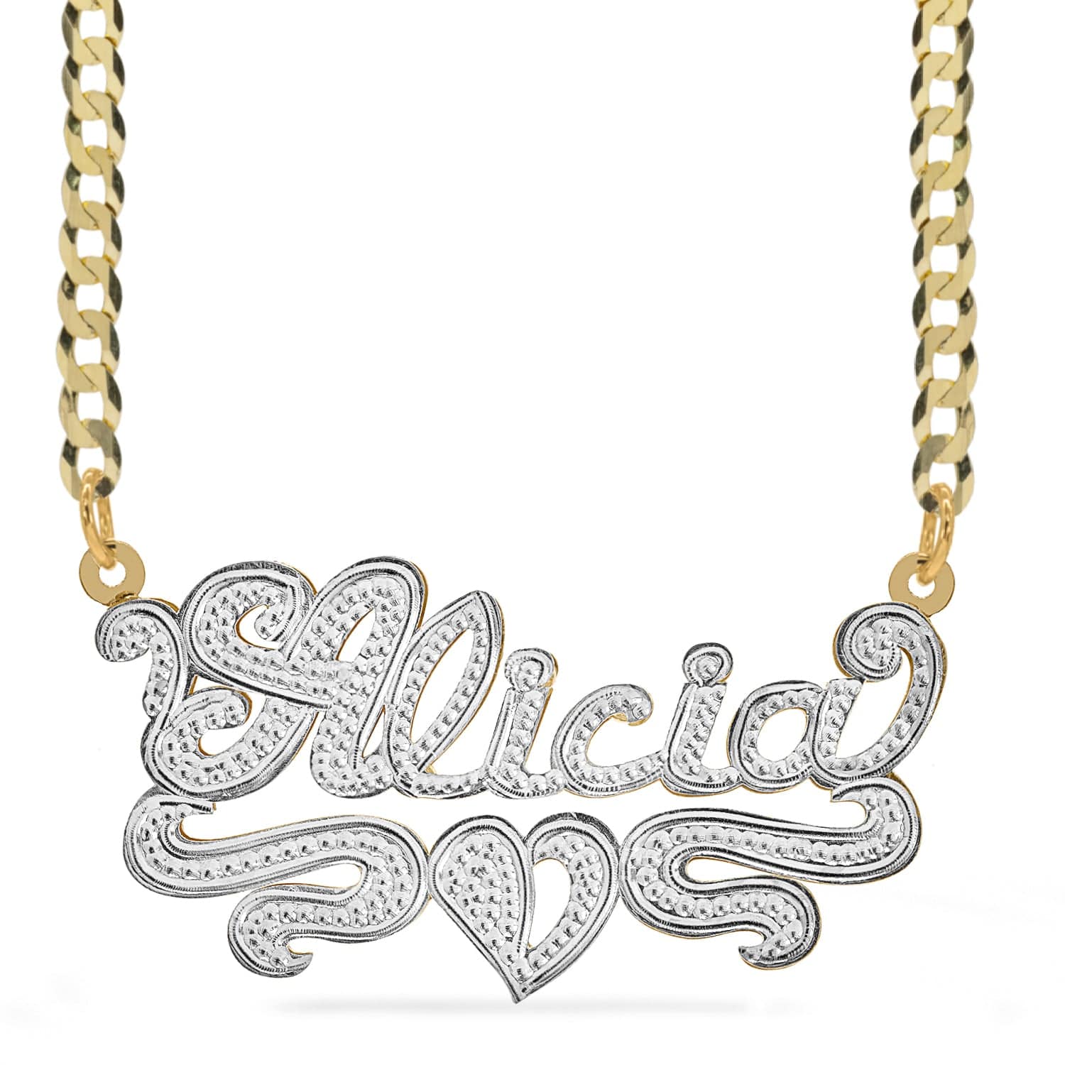 Silver double plated name necklace deals