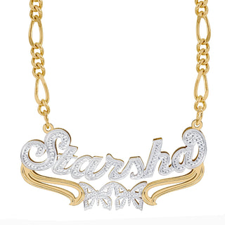 Two-Tone Sterling Silver / Figaro Chain Custom Double Plated Name Necklace "Starsha"