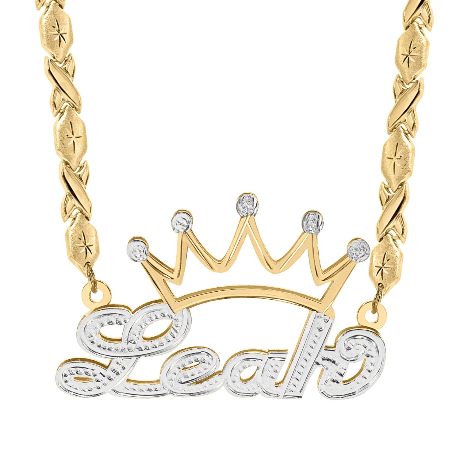 Nameplate Necklace King Queen Chain Crystal Crown Name Necklace
