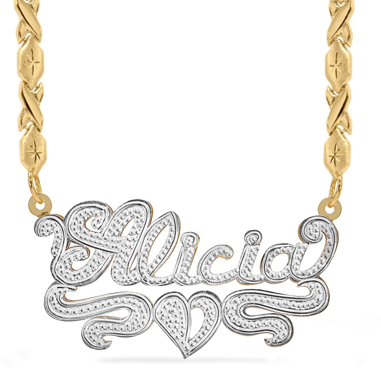 Women's Name Plate Necklace 14K Gold - Style 10 Women's Name Plate Necklace 14K Gold - Style 10