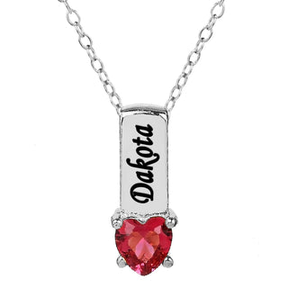 One Heart Stone Pendant with Birthstone and Engraving