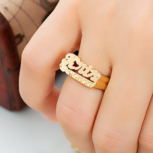 Personalized Name Ring with Dia Cut