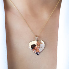 Load image into Gallery viewer, Gold 7/8&quot; Heart Color Photo Pendant