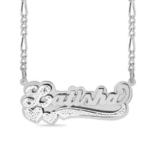 Load image into Gallery viewer, Double Plated Name Necklace with Rhodium Heart &amp; Tail