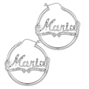 Sterling Silver Hoop Name Earrings