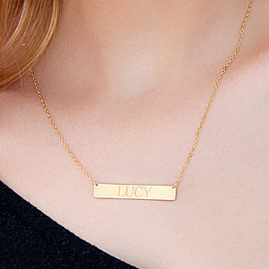 Horizontal Engraved Bar Necklace