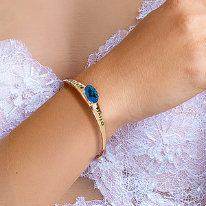 Personalized Birthstone Bangle with Oval Stone