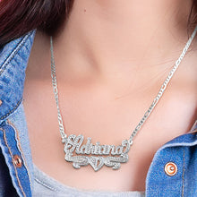 Load image into Gallery viewer, Adriana Name Necklace with Rhodium Heart &amp; Tail