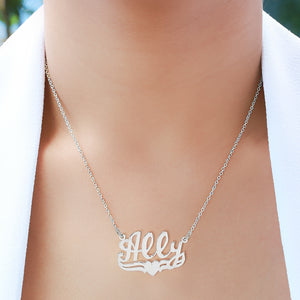 Scripted Name Necklace with Heart & Tail