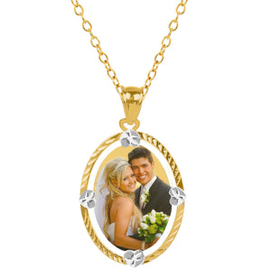 Diamond Cut Oval Color Photo Pendant