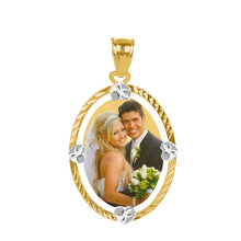 Load image into Gallery viewer, Gold Diamond Cut Oval Color Photo Pendant