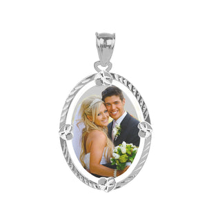 Diamond Cut Oval Color Photo Pendant