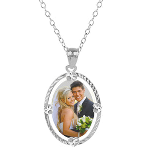 Diamond Cut Oval Color Photo Pendant