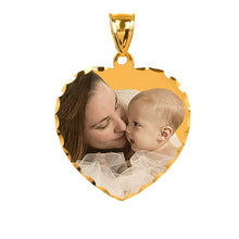 Load image into Gallery viewer, Gold 7/8&quot; Heart Color Photo Pendant