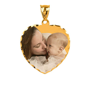 Gold 7/8" Heart Color Photo Pendant