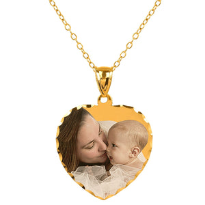 Gold 7/8" Heart Color Photo Pendant