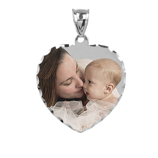 Sterling Silver 1" Heart Color Photo Pendant