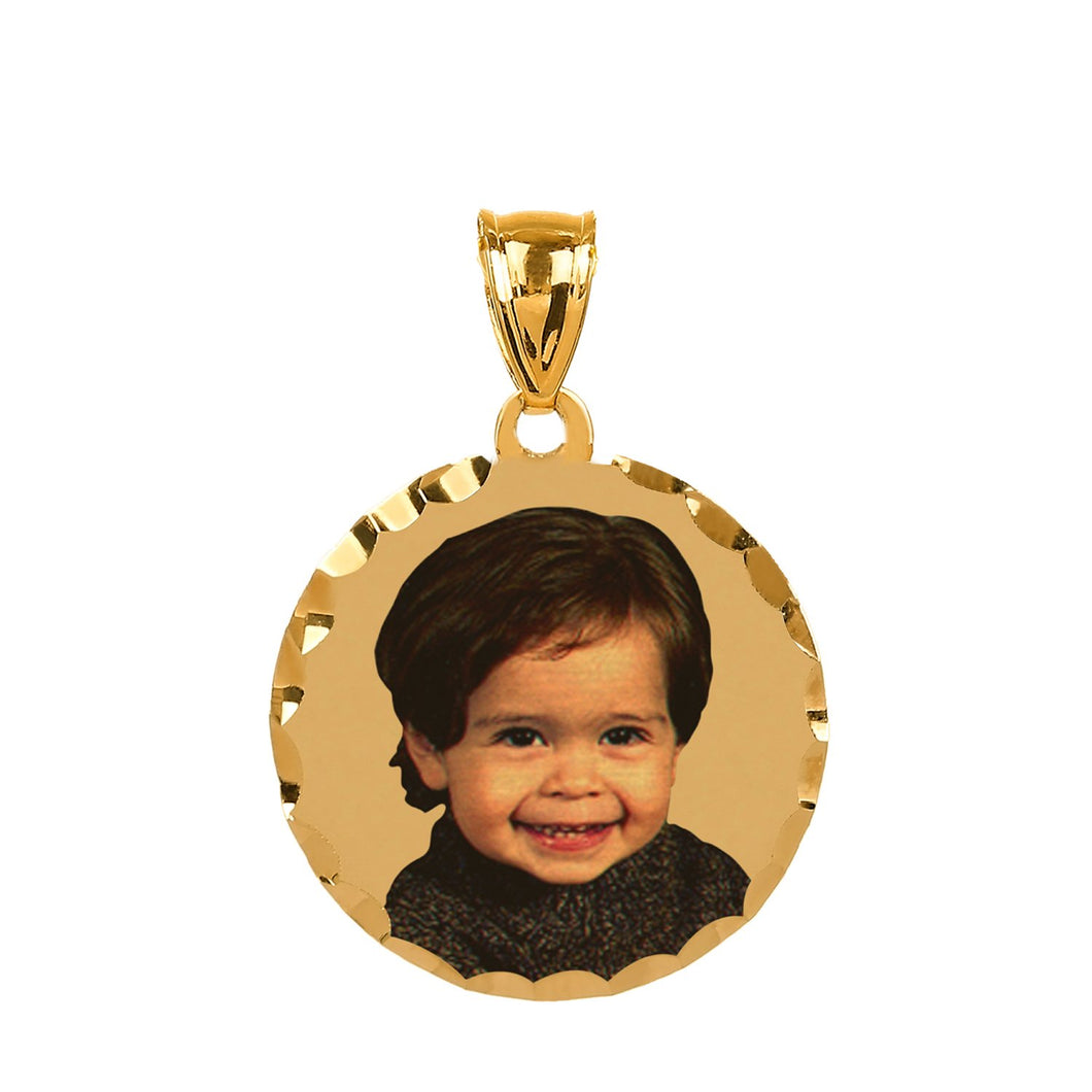 Gold Round Color Portrait Pendant