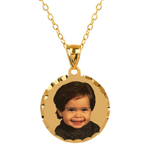 Gold Round Color Portrait Pendant