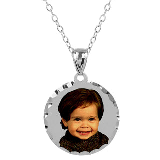 Sterling Silver Round Color Portrait Pendant