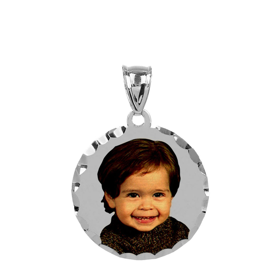 Sterling Silver Round Color Portrait Pendant