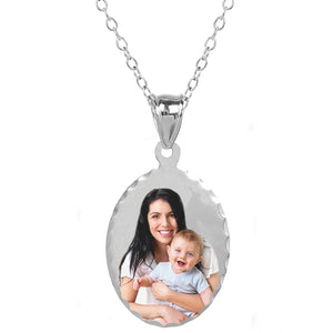 Sterling Silver Oval Color Photo Pendant