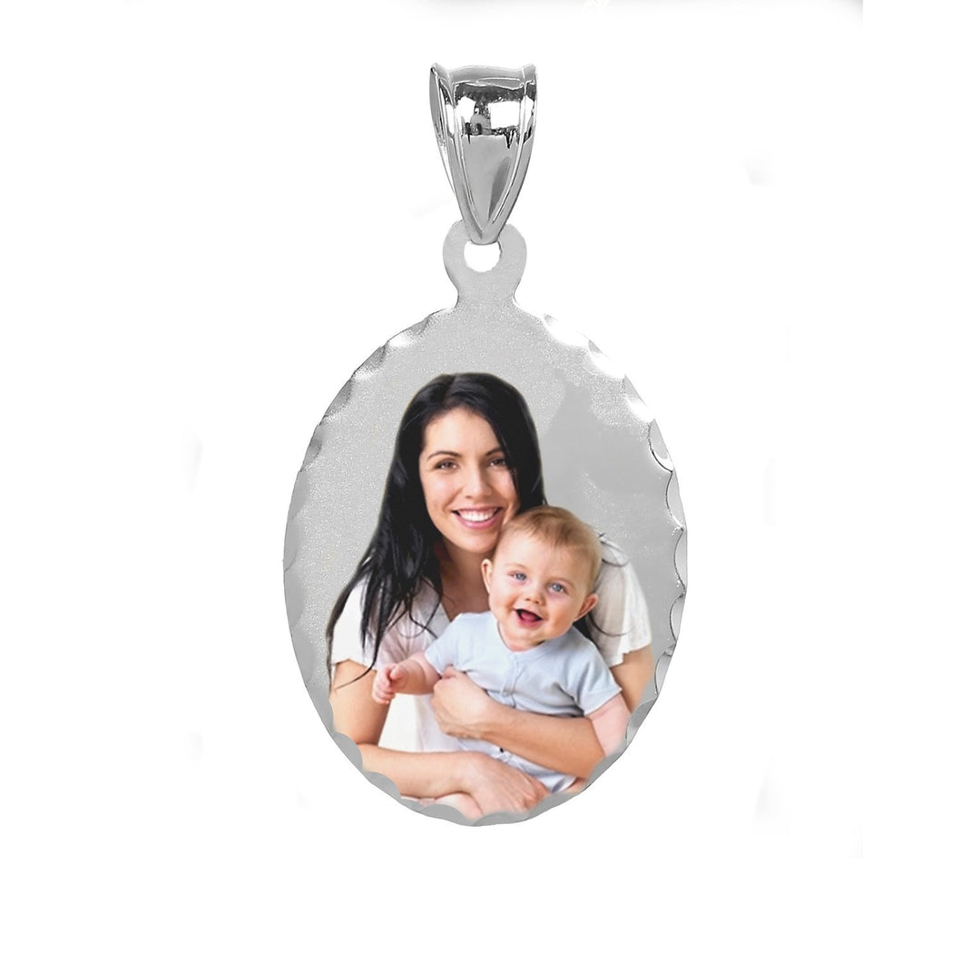 Sterling Silver Oval Color Photo Pendant