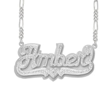 Load image into Gallery viewer, Amber Name Necklace with Rhodium Heart &amp; Tail
