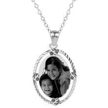 Load image into Gallery viewer, Sterling Silver Diamond Cut Oval Photo Pendant
