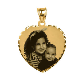 Gold 7/8" Heart Photo Pendant