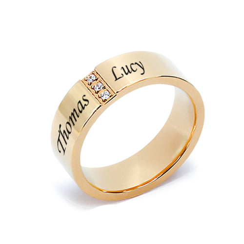 Stainless Steel Gold Tone Band with CZ's for Him