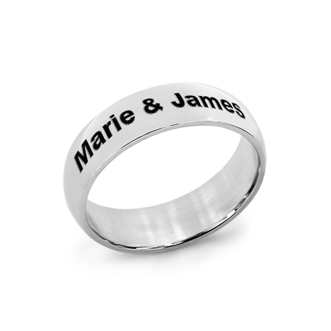 Stainless Steel Silver Tone Wedding Band for Her