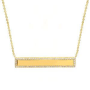 Horizontal Bar Necklace with CZ Stones