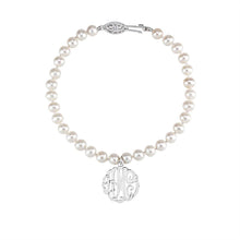 Load image into Gallery viewer, Sterling Silver Freshwater Pearl Bracelet with 7/8&quot; Monogram